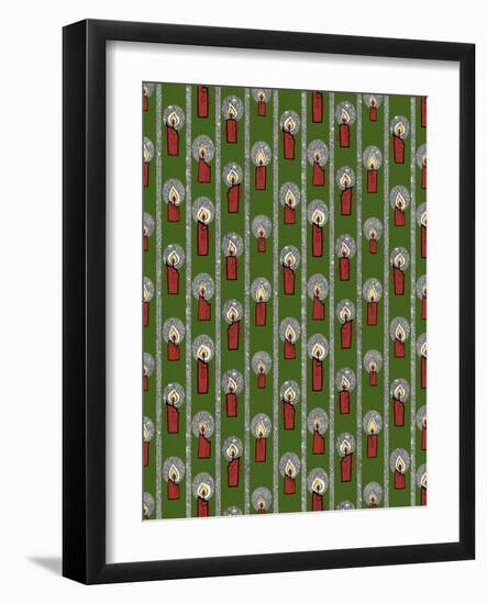 Christmas Candles Repeat Green-Cyndi Lou-Framed Giclee Print