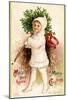 Christmas Card with Child Holding a Wreath, Beatrice Litzinger Collection-null-Mounted Art Print