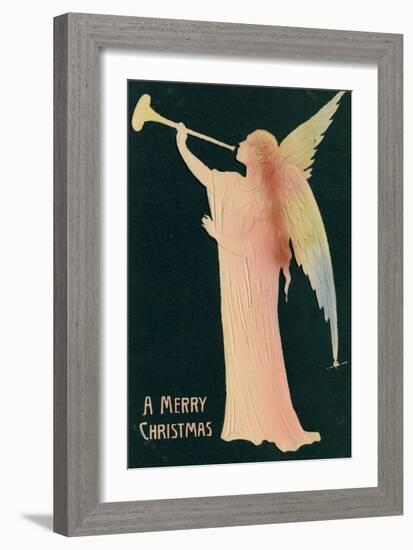Christmas Card with Golden Angel Merry Christmas, Beatrice Litzinger Collection-null-Framed Art Print