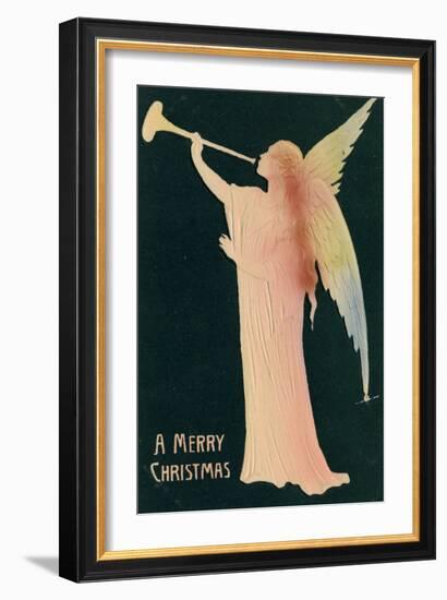 Christmas Card with Golden Angel Merry Christmas, Beatrice Litzinger Collection-null-Framed Art Print