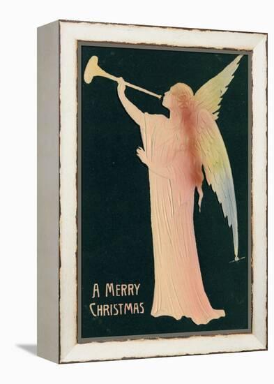 Christmas Card with Golden Angel Merry Christmas, Beatrice Litzinger Collection-null-Framed Stretched Canvas
