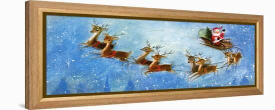 Christmas Card with Santa and his Reindeer, National Museum of American History-null-Framed Stretched Canvas