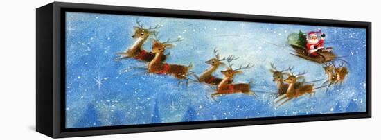 Christmas Card with Santa and his Reindeer, National Museum of American History-null-Framed Stretched Canvas