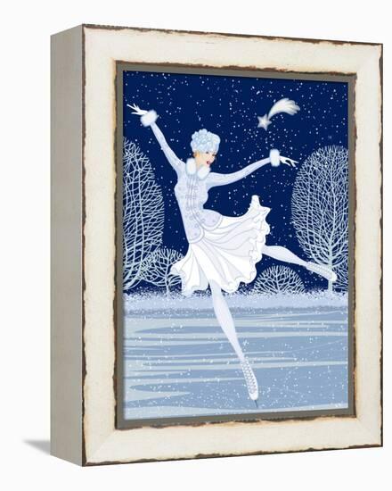 Christmas Card with Skater-Milovelen-Framed Stretched Canvas