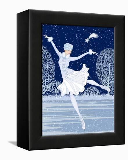 Christmas Card with Skater-Milovelen-Framed Stretched Canvas