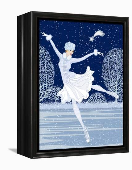 Christmas Card with Skater-Milovelen-Framed Stretched Canvas