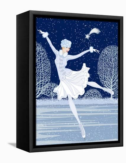 Christmas Card with Skater-Milovelen-Framed Stretched Canvas