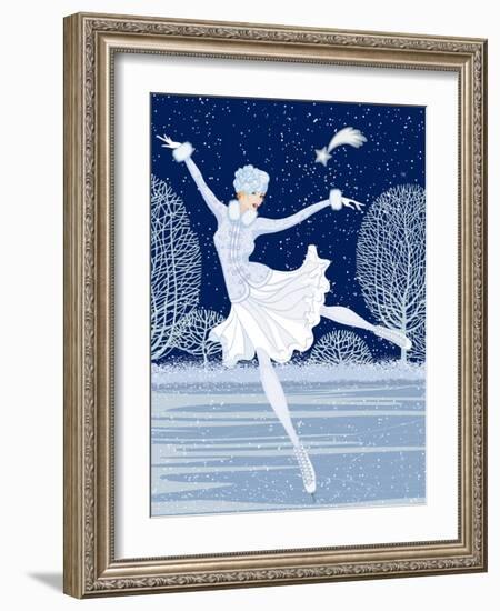 Christmas Card with Skater-Milovelen-Framed Art Print