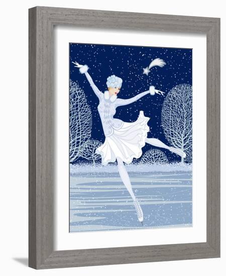 Christmas Card with Skater-Milovelen-Framed Art Print