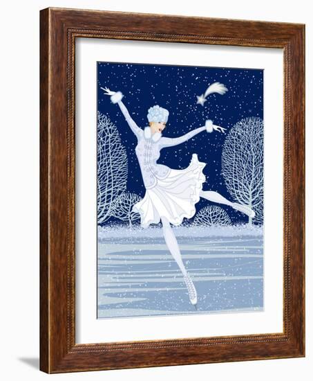 Christmas Card with Skater-Milovelen-Framed Art Print