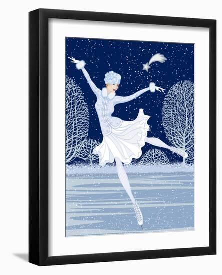 Christmas Card with Skater-Milovelen-Framed Art Print