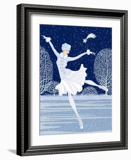 Christmas Card with Skater-Milovelen-Framed Art Print