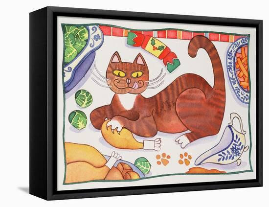 Christmas Cat and the Turkey-Cathy Baxter-Framed Premier Image Canvas
