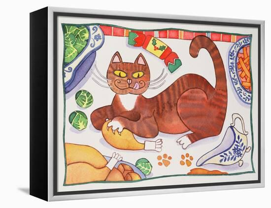 Christmas Cat and the Turkey-Cathy Baxter-Framed Premier Image Canvas