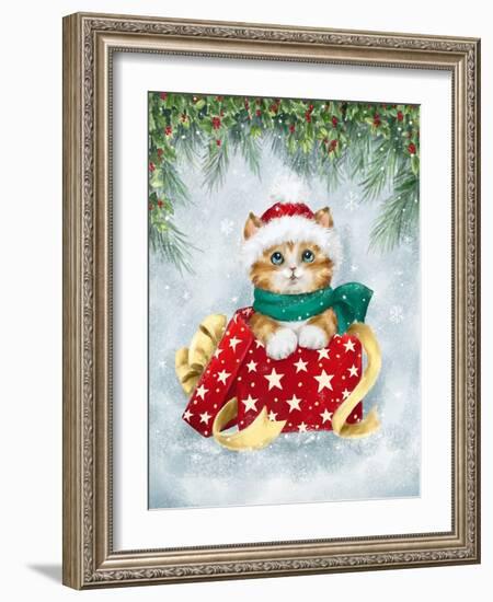 Christmas Cat in box-MAKIKO-Framed Giclee Print