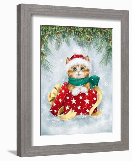 Christmas Cat in box-MAKIKO-Framed Giclee Print