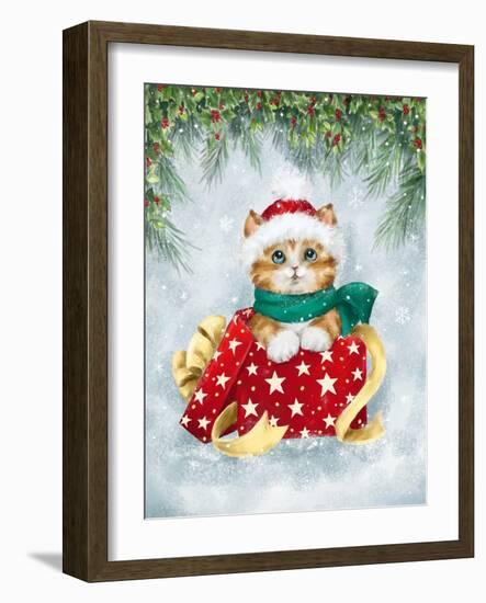 Christmas Cat in box-MAKIKO-Framed Giclee Print