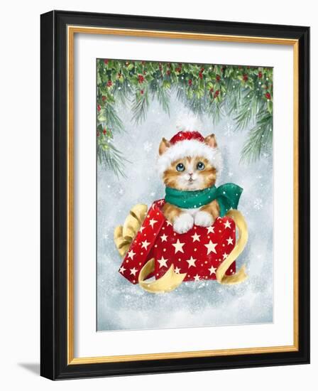 Christmas Cat in box-MAKIKO-Framed Giclee Print