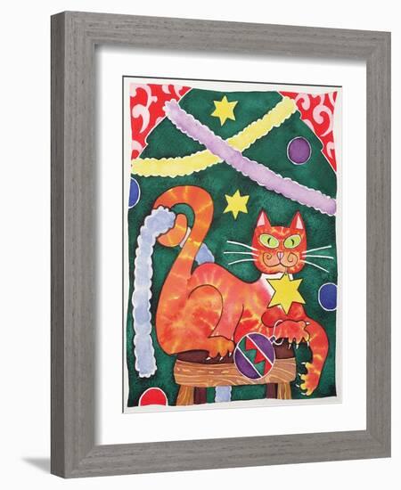 Christmas Cat with Decorations-Cathy Baxter-Framed Giclee Print