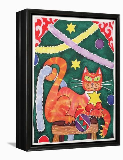 Christmas Cat with Decorations-Cathy Baxter-Framed Premier Image Canvas