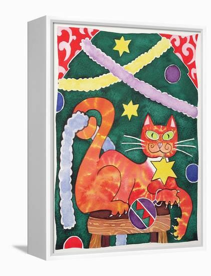 Christmas Cat with Decorations-Cathy Baxter-Framed Premier Image Canvas