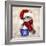 Christmas Cat with Hot Chocolate-MAKIKO-Framed Giclee Print