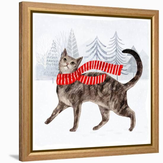 Christmas Cats & Dogs I-Victoria Borges-Framed Stretched Canvas