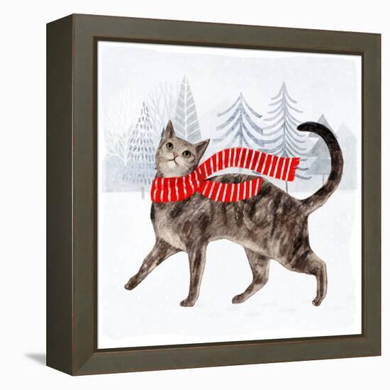 Christmas Cats & Dogs I-Victoria Borges-Framed Stretched Canvas