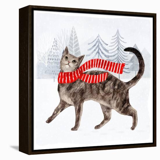 Christmas Cats & Dogs I-Victoria Borges-Framed Stretched Canvas