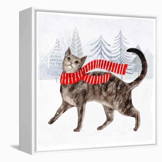 Christmas Cats & Dogs I-Victoria Borges-Framed Stretched Canvas