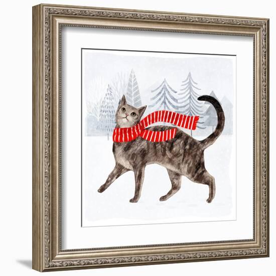 Christmas Cats & Dogs I-Victoria Borges-Framed Art Print