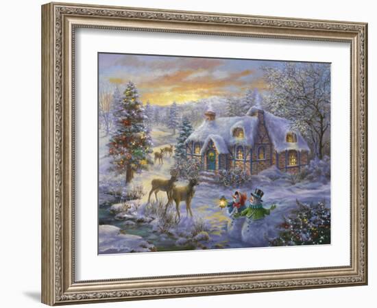 Christmas Cottage-Nicky Boehme-Framed Giclee Print