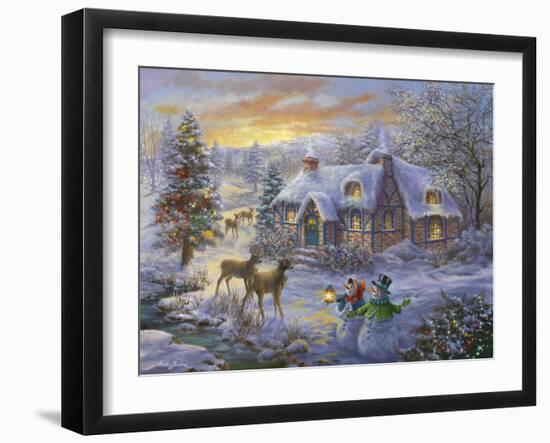 Christmas Cottage-Nicky Boehme-Framed Giclee Print