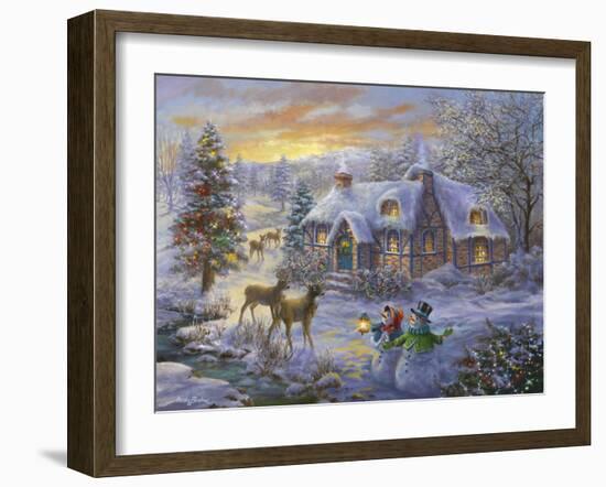 Christmas Cottage-Nicky Boehme-Framed Premium Giclee Print