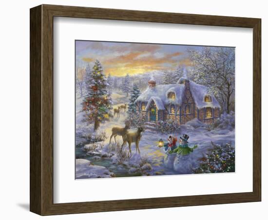 Christmas Cottage-Nicky Boehme-Framed Giclee Print