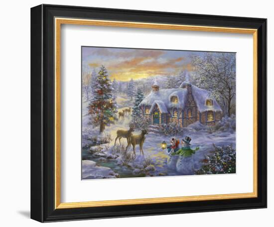 Christmas Cottage-Nicky Boehme-Framed Giclee Print