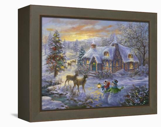 Christmas Cottage-Nicky Boehme-Framed Premier Image Canvas