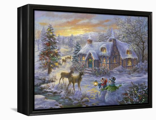 Christmas Cottage-Nicky Boehme-Framed Premier Image Canvas