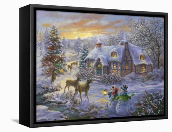 Christmas Cottage-Nicky Boehme-Framed Premier Image Canvas