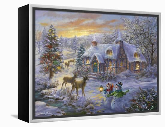 Christmas Cottage-Nicky Boehme-Framed Premier Image Canvas