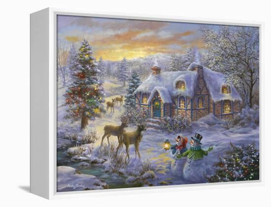 Christmas Cottage-Nicky Boehme-Framed Premier Image Canvas