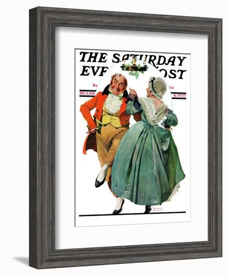 "Christmas Dance" or "Merrie Christmas" Saturday Evening Post Cover, December 8,1928-Norman Rockwell-Framed Giclee Print