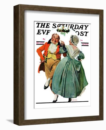 "Christmas Dance" or "Merrie Christmas" Saturday Evening Post Cover, December 8,1928-Norman Rockwell-Framed Giclee Print