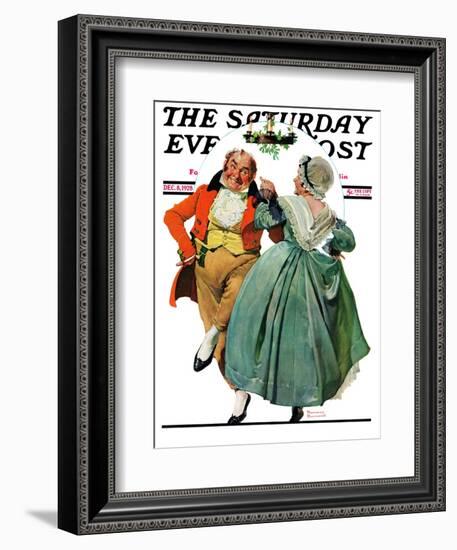 "Christmas Dance" or "Merrie Christmas" Saturday Evening Post Cover, December 8,1928-Norman Rockwell-Framed Giclee Print