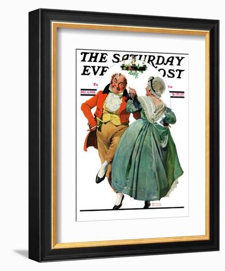 "Christmas Dance" or "Merrie Christmas" Saturday Evening Post Cover, December 8,1928-Norman Rockwell-Framed Giclee Print