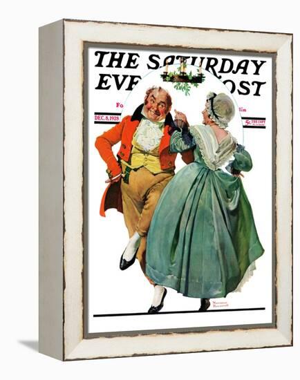 "Christmas Dance" or "Merrie Christmas" Saturday Evening Post Cover, December 8,1928-Norman Rockwell-Framed Premier Image Canvas