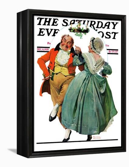 "Christmas Dance" or "Merrie Christmas" Saturday Evening Post Cover, December 8,1928-Norman Rockwell-Framed Premier Image Canvas