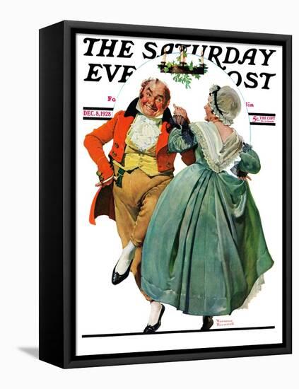 "Christmas Dance" or "Merrie Christmas" Saturday Evening Post Cover, December 8,1928-Norman Rockwell-Framed Premier Image Canvas