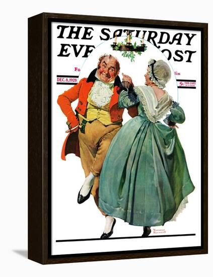 "Christmas Dance" or "Merrie Christmas" Saturday Evening Post Cover, December 8,1928-Norman Rockwell-Framed Premier Image Canvas