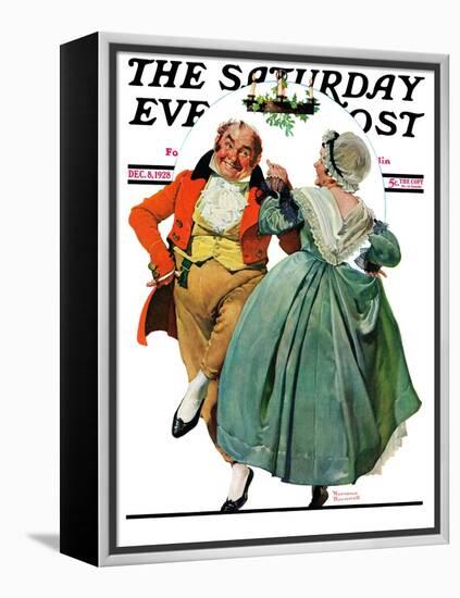 "Christmas Dance" or "Merrie Christmas" Saturday Evening Post Cover, December 8,1928-Norman Rockwell-Framed Premier Image Canvas